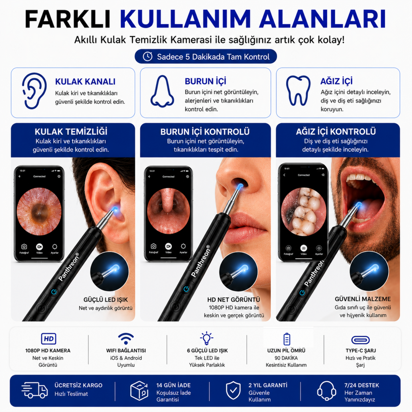 HD Kameralı Kulak Temizleme Cihazı | Doktor Onaylı